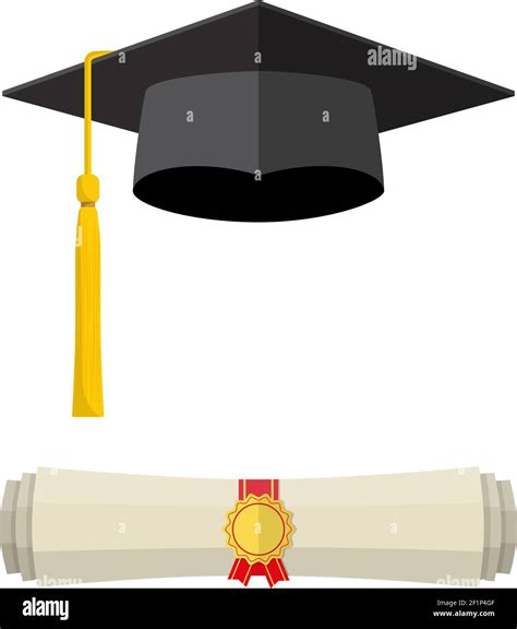 Graduation Cap And Rolled Diploma Scroll Stock Vector Image Art Alamy