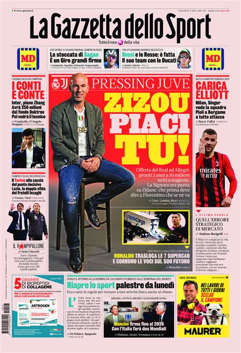 Prima Pagina De La Gazzetta Dello Sport Del 18 Maggio 2021