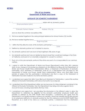 Fillable Online Laccd Affidavit Of Domestic Partnership Los Angeles