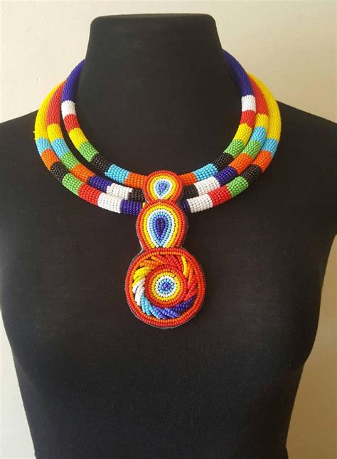 African Beaded Necklace Multistrand Bead Necklace Masai Bead Necklace