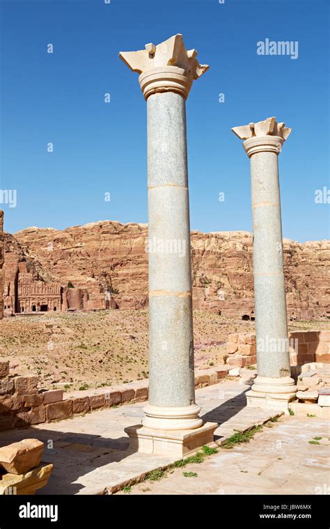 In Petra Jordan The View Of The Monuments From The Ruins Of The Antique