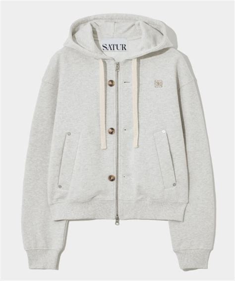 Musinsa Satur W Theo Cotton All Day Hooded Zip Up Melange Ivory