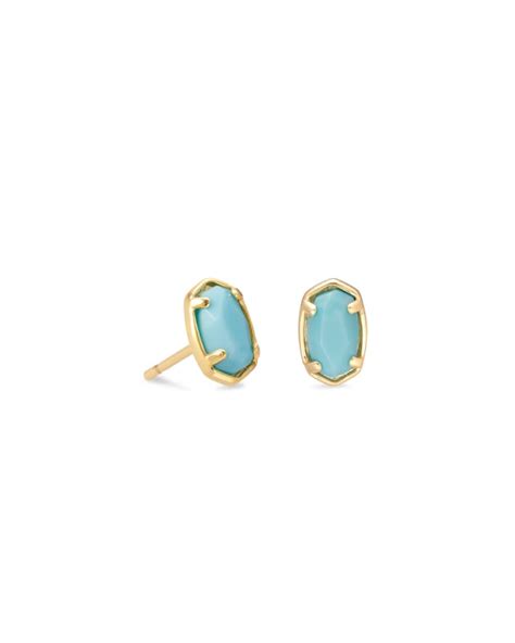 Emilie Gold Stud Earrings In Light Blue Magnesite Kendra Scott