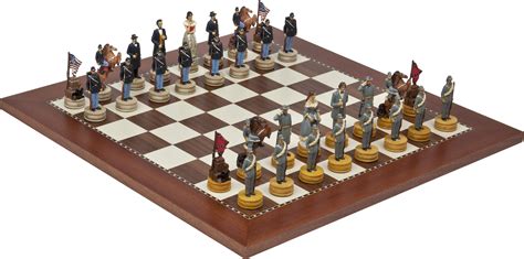 American Civil War Chessmen And Champion Board Civil War Figurine