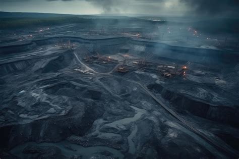 Premium AI Image | Aerial Panorama of Coal Extraction Site