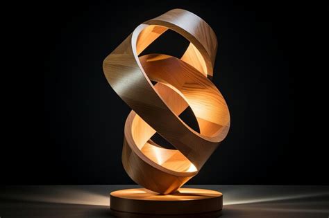 Premium AI Image | Geometric wood sculpture with a light inside of it ...