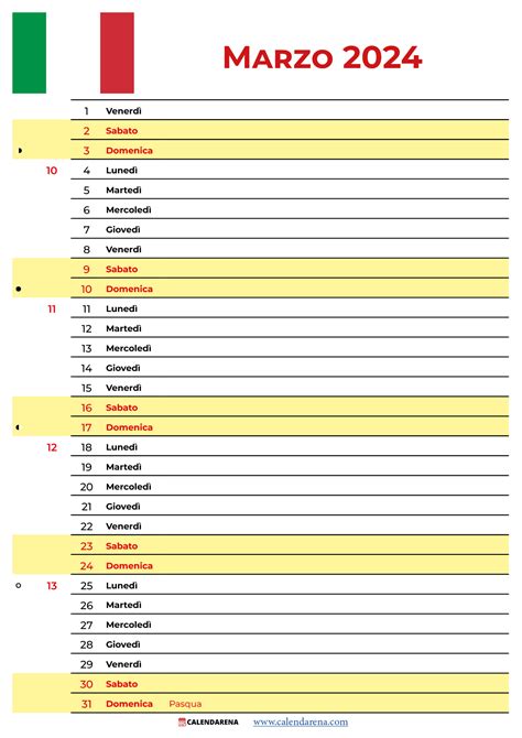 Calendario Marzo 2024 Da Stampare Italia