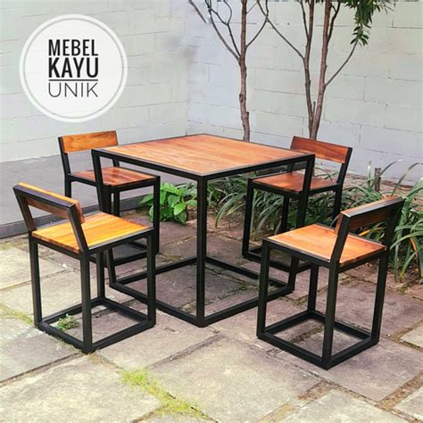 Jual Meja Kursi Cafe Minimalis Industrial 1 Set Free Ongkir Pulau Jawa