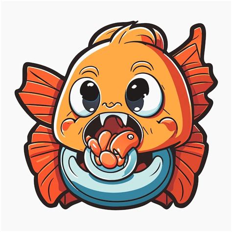 Etiqueta Engomada Del Personaje De Dibujos Animados De Pescado Vector