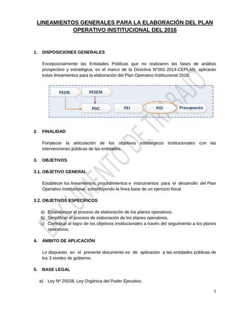 Pdf Lineamientos Generales Para La Elaboraci N Del Plan Operativo