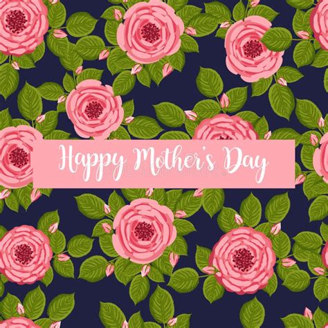 Mother S Day Greeting Card Seamless Pattern With Blooming Roses Stock