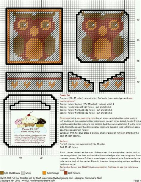 FULL OWL COASTER SET By DAWNMARIE ABEL Plastic Canvas Patterns