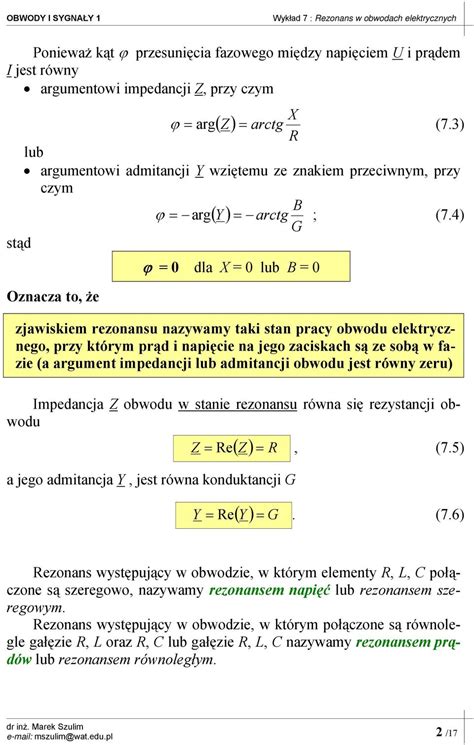 Rezonans W Obwodach Elektrycznych Pdf Darmowe Pobieranie