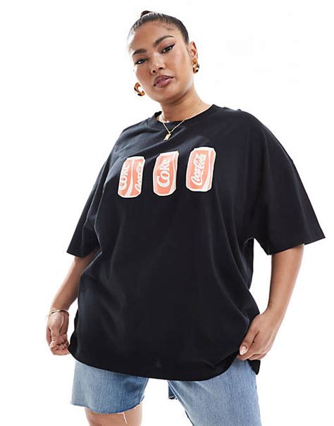 Asos Design Curve Oversized Heavyweight T Shirt With Coca Cola Cans