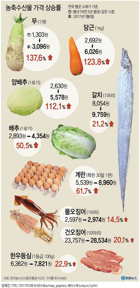 그래픽농축수산물 가격 상승률 연합뉴스