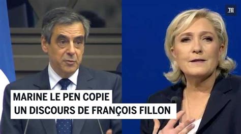 En images Marine Le Pen copie un discours de François Fillon Vidéo