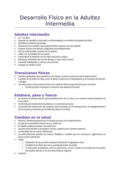 Desarrollo F Sico En La Adultez Intermedia Desarrollo En La Adultez