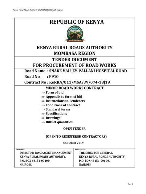 Fillable Online Kerra Go PE Kenya Rural Roads Authority Tender