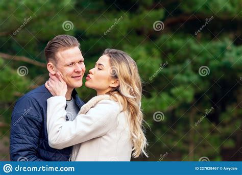 Happy Loving Couple Enjoying Of Happiness Love And Tenderness Dating Romancecouple Hugging In