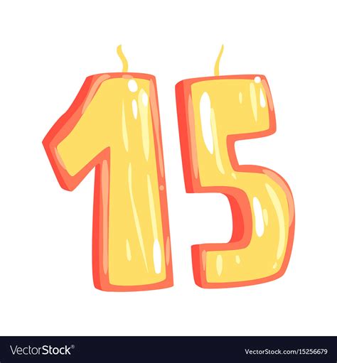 Birthday Candles Number 15 Cartoon Royalty Free Vector Image