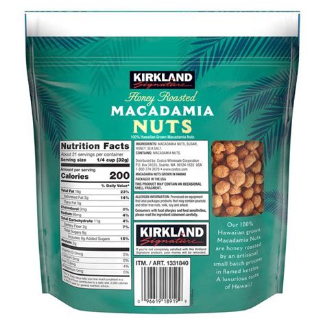 Kirkland Signature Honey Roasted Macadamia Nuts Oz Costco Food