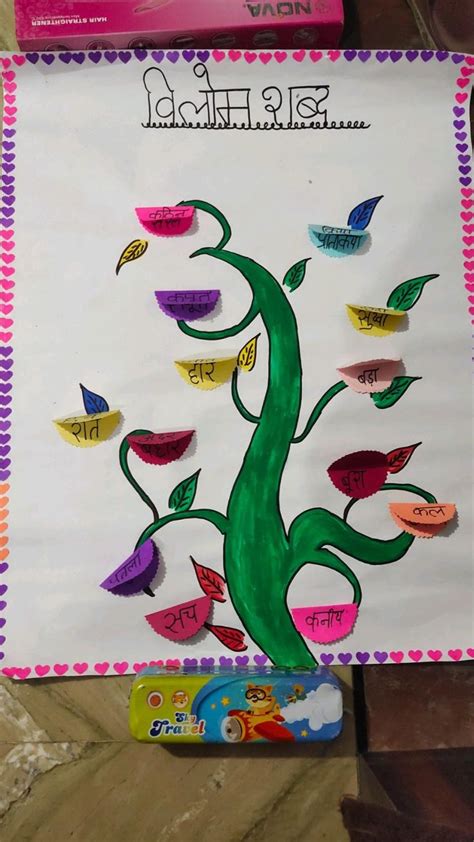 Vilom Shabd Tree With The Help Of Colours Chart Paper Hand Crafts For