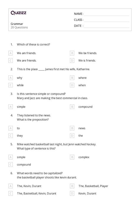 Revising Writing Worksheets For St Class On Quizizz Free Printable