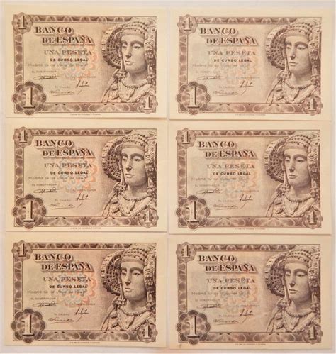 Spanje 1 Peseta Madrid 19 De Junio De 1948 6 Billetes Catawiki