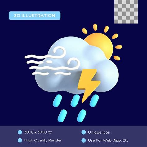 Tempestade Chuvosa No Dia 3d Icon PSD Premium