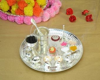 Goldgiftideas Inch Sarovar Silver Plated Pooja Thali Set Etsy