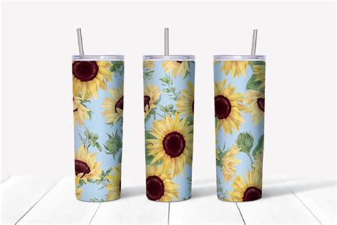 20 Oz Sunflowers Sublimation Tumbler Wrap Free Graphic Craft Design