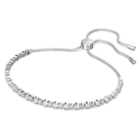 Subtle Trilogy Bracelet Round Cut White Rhodium Plated Swarovski