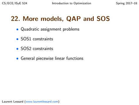 Ppt More Models Qap And Sos Quadratic Assignment Problems Sos