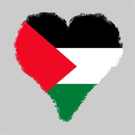 Palestina colorida bandera en forma de corazón con estilo de trazo de