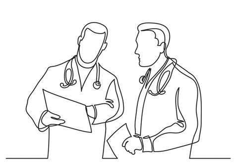 Continuous Vector Line Drawing Of Team Of Doctors Minimalism Design Of