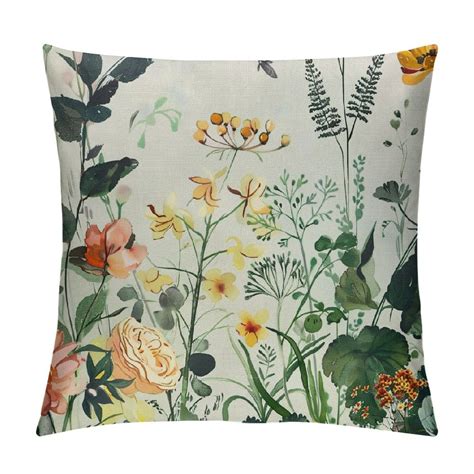 Shiartex Spring Summer Pillow Covers X Inch Yellow Flowers Leaves