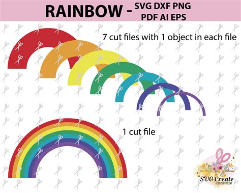 Rainbow clipart, rainbow template, rainbow svg file, print