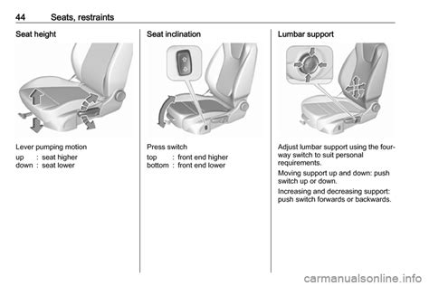 Seats Vauxhall Crossland X 2019 Owner S Manual 261 Pages