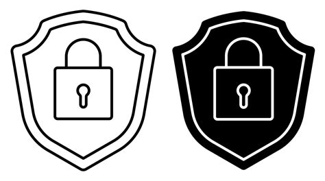 Linear Icon Locked Padlock On Background Of Shield Reliable Secure