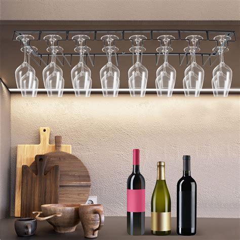 Hanging Wine Glass Rack Under Cabinet Wall Mounted Wine Cup Holder For Bars