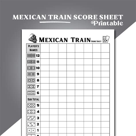 Mexican Train Dominoes Score Sheet Mexican Train Game Score Sheet