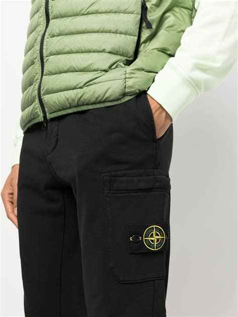 Stone Island Compass Patch Track Pants In Black Modesens