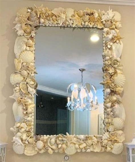 White Seashell Starfish Coral Beach Mirror Pearl Unique Oysters Custom