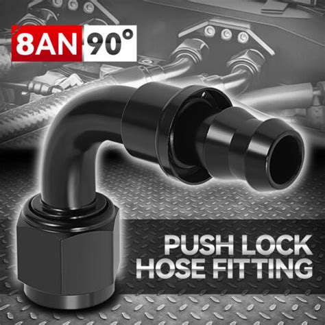 8AN To 1 2 Barb 6061 T6 90 Degree Push Lock Hose End Fitting Fuel Line