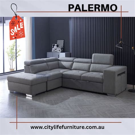 Palermo Rhino Fabric Chaise Sofa Sofa Bed Citylife Furniture