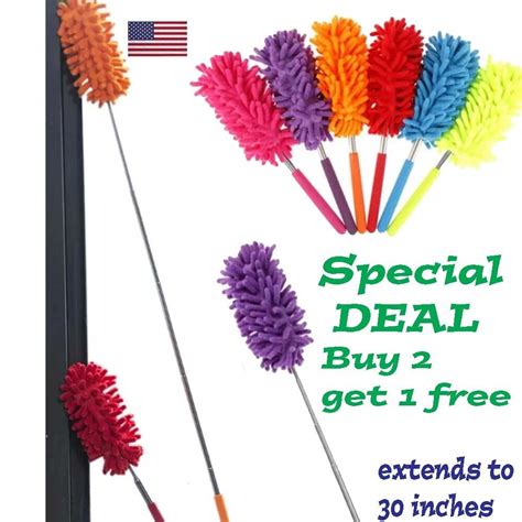 Extendable Soft Microfiber Duster Dusting Brush Cleaning Tool Washable Ebay