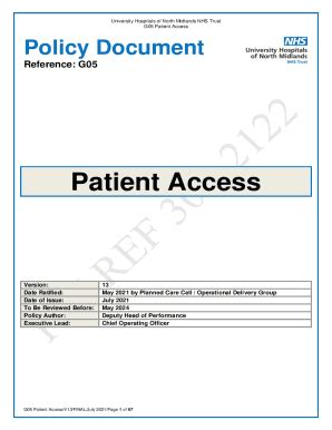 Fillable Online University Hospitals of North Midlands - - - Overview ...