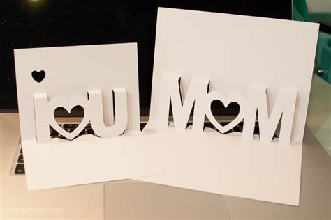 Mom, I Love You Pop Up Cards with Free Silhouette Cut Files - One Dog Woof