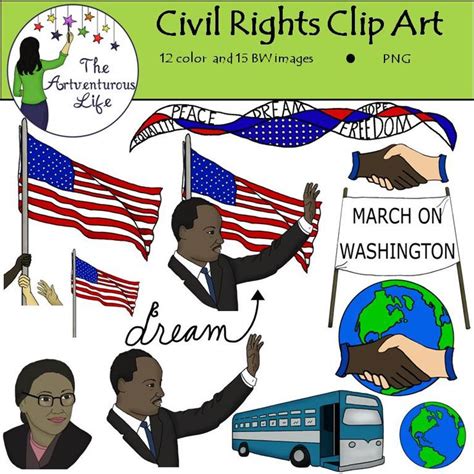 Martin Luther King Jr. and Civil Rights Clip Art | Clip art, Martin luther king jr, Love teacher