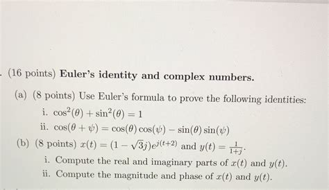 Solved Solve Part B Only I And Ii Points Euler S Identity